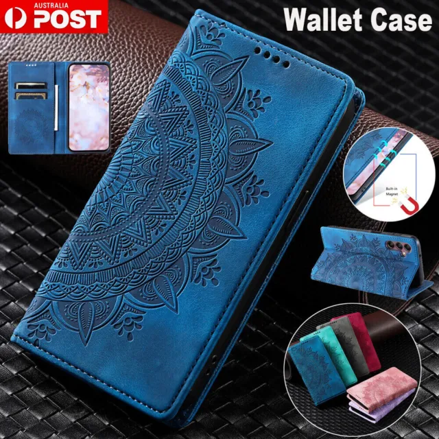 For Samsung S24 S23 FE S22 S21 S20 Ultra Plus S10 Case Leather Wallet Flip Cover