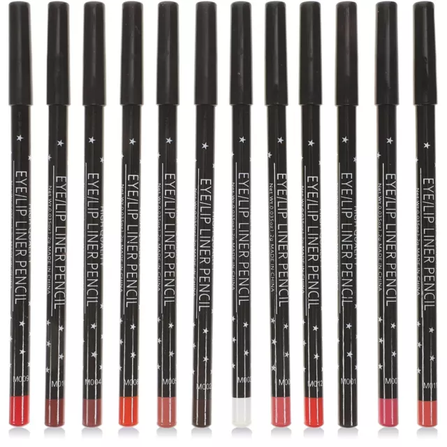 12 Pcs Schwarzer Bleistift Wasserfester Eyeliner Lippenstift Wasserdicht