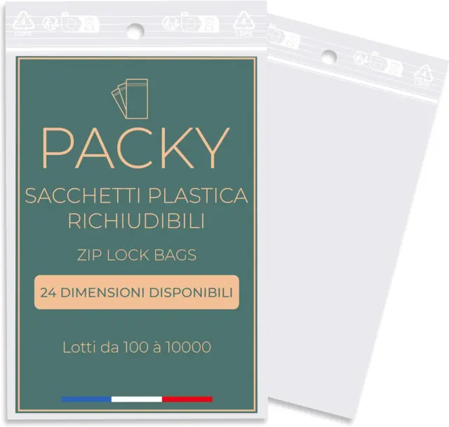 100 SACCHETTI PLASTICA Richiudibili, Bustine Trasparenti Con Chiusura per  Uso Al EUR 9,99 - PicClick IT