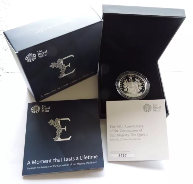 2018 Royal Mint Silver Proof £5 65th Anniversary Of The Coronation Cased W/COA