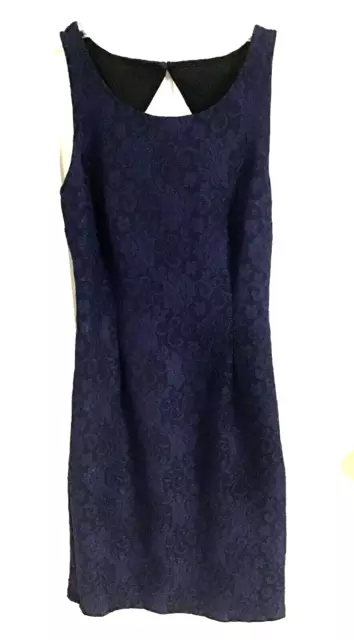 Jennifer Lopez Size 0 Navy Blue Lace Key Hole Back Sleeveless Bodycon Dress