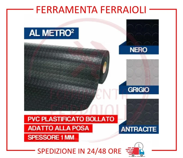 Rotolo Copripavimento PVC Bullonato Nero - 1m X 25m, Spessore 1.2mm, Classe 1