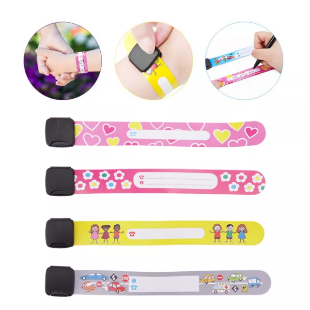 8/12X Child Safety Wrist Band Kids ID Wristband Bracelet Reuseable Party Holiday