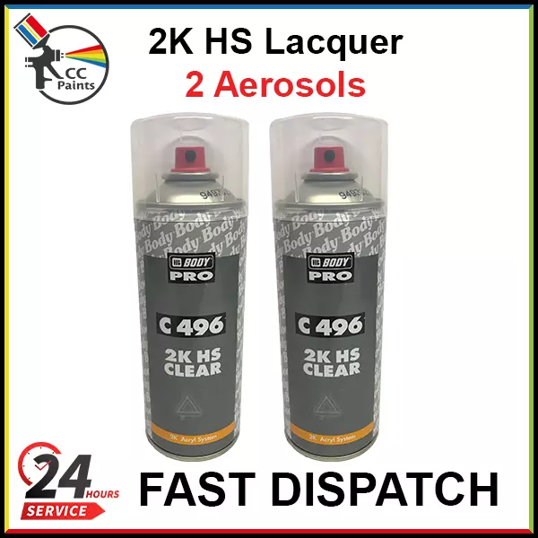 HB Body 496 2K HS Clear Coat Lacquer Aerosol 400ml x 2 (FAST DISPATCH)