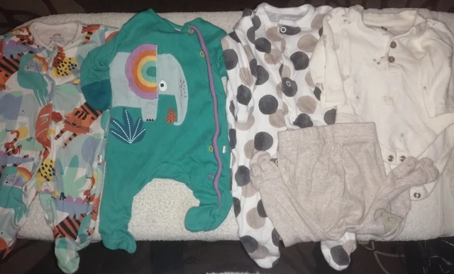 Baby Boy Age 1 Month First Size Clothes Bundle Good Quality Condition 5 Items