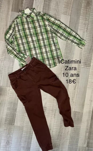 Catimini Zara 10 ans GARÇON: Chemise À Carreaux + Pantalon Hiver