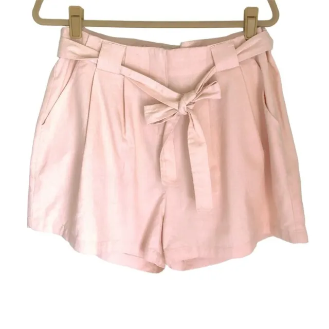 Anthropologie Elevenses Linen Blend Paperbag High Waist Shorts Size Large NWT