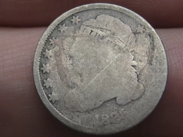 1835 Capped Bust Silver Dime 10 Cent Piece- About Good Details