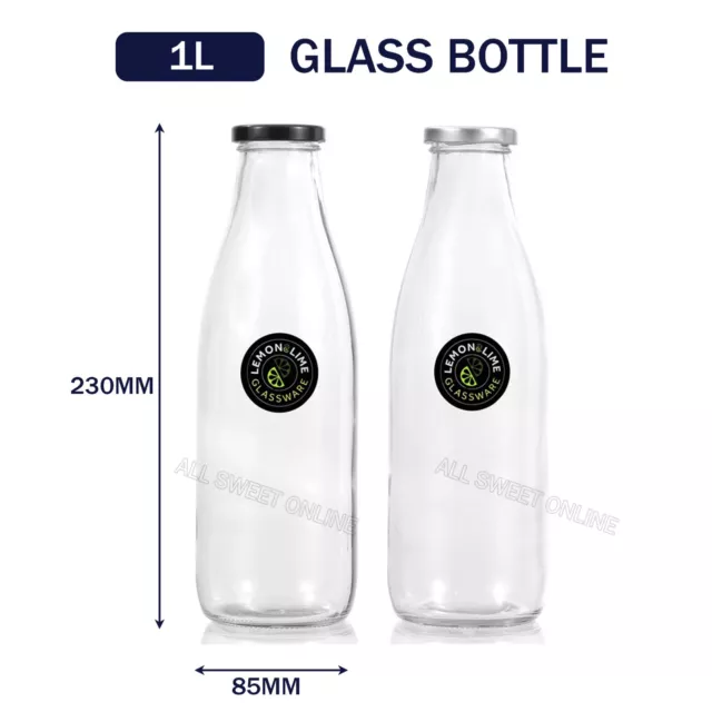 1000ML Clear Glass Sauce Bottles 1L Milk Jar Conserve Bottle Water Jars With Lid 2