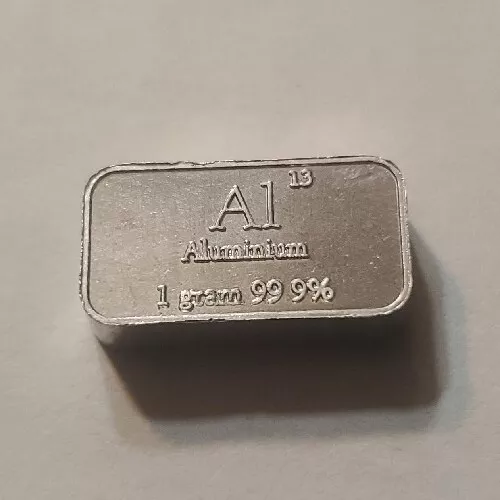 Fine .999 Aluminum Ingot 1 Gram Pure Buffalo Bar, Collectible Elemental Bullion