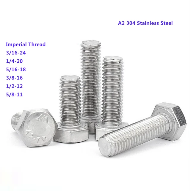 UNC Acciaio Inox Viti Testa Esagonale A2 Interamente - Foto 7