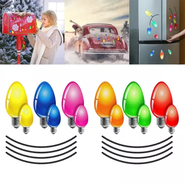 20X Safe Magnet Reflective Stickers Automotive Christmas Lights Decals Xmas Bulb
