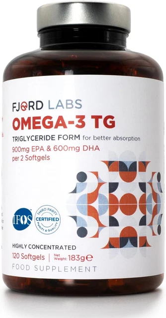 OMEGA -3 TG | Triglyceride Form | IFOS Certified | 900Mg EPA &amp; 600Mg ...