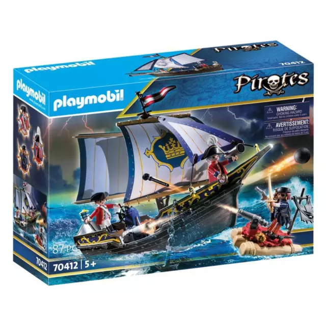 PLAYMOBIL Pirates Small Floating Pirate Ship with Raft Fantasy Playset 70412