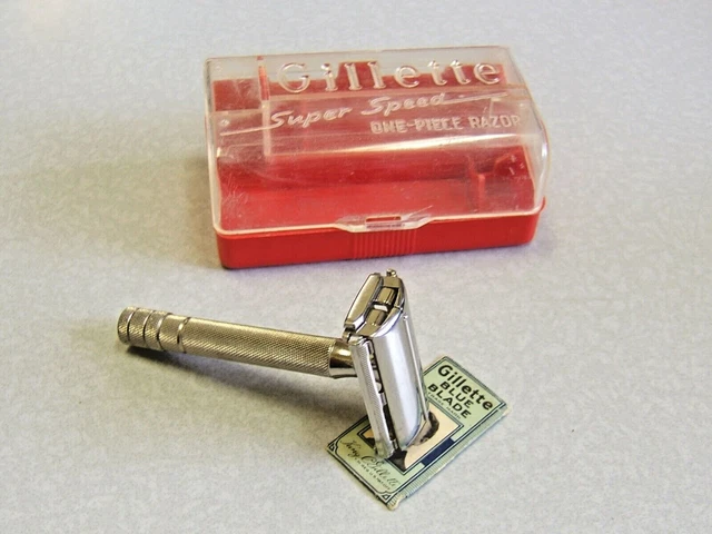Vintage Gillette 1949 Super Speed TTO Double Edge Safety Razor Set in Case