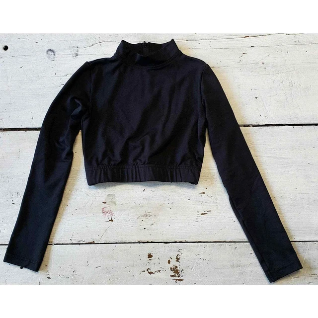 Youth small GTM Champion Sportswear black long sleeve mock neck cropped shirt
