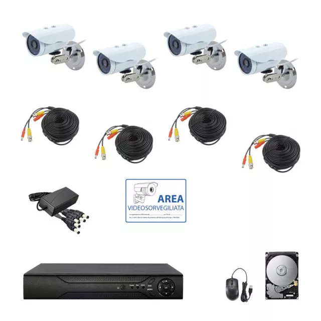 Kit Videosorveglianza Ahd Ip Cloud Dvr 4 Canali 4 Telecamere Hd Infrarossi 2 ...