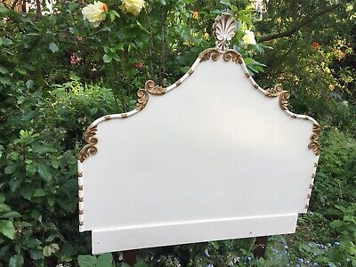 Vintage French Style Wood Bed head carved wood cream gold colour 9