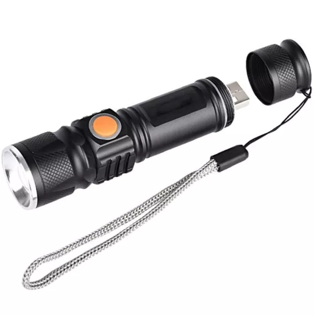 Mini Torcia Tattica Militare Cree Luce Led T6 Xenon Zoom Ricaricabile Usb Caccia