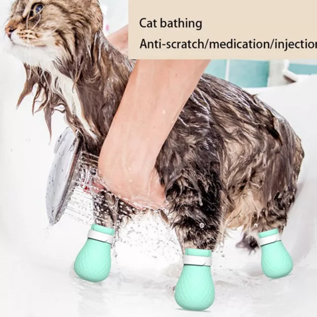 4 Stück verstellbarer Pet Cat Paw Protector für Bad Weiche Silikonschuhe CaO'EL