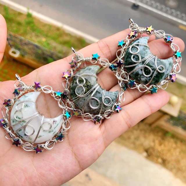 1pc Green Jasper Tree Of Life Water-Drop Necklace Chakra Reiki Healing Amulet