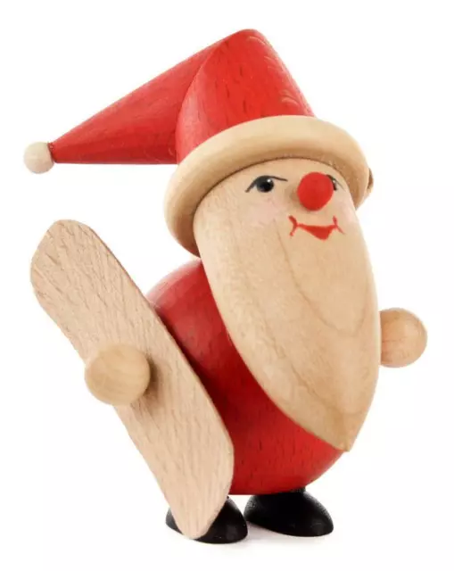 Miniatura Papá Noel Con Snowboard H=9cm Nuevo Holzfigur Holzminiatur Recogida