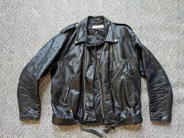 1960s vintage HARLEY DAVIDSON leather jacket L black 44 motorcycle