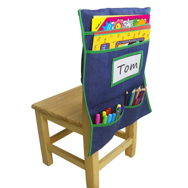 Chair Back Pocket with Name Tag Slot Easy to Attach Sturdy for Home Supplies