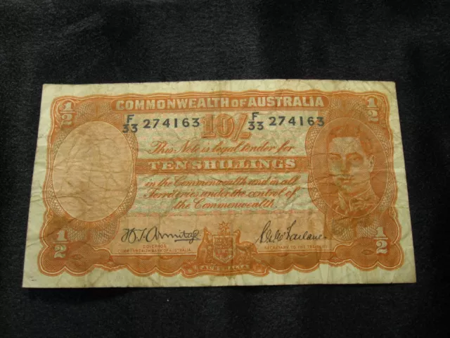 old world banknote AUSTRALIA 10 shillings 1941-1948 P25.b King George VI (185)