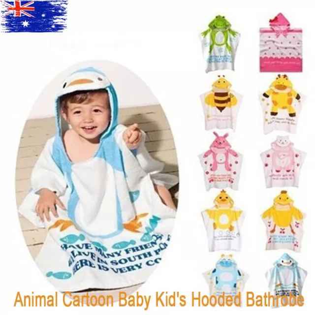 Cute Soft Animal Cartoon Baby Kid's Hooded Bathrobe Toddler Bath Towel