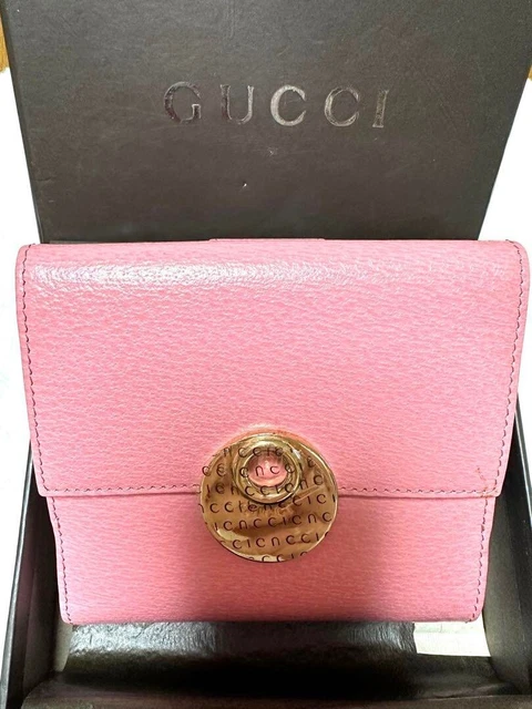 Unused Authentic Gucci Vintage Folding Wallet Pink Deadstock