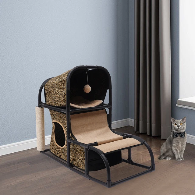 Cat House Pet House Furniture with Tree Cave, Scratching Post & Climbing Frame