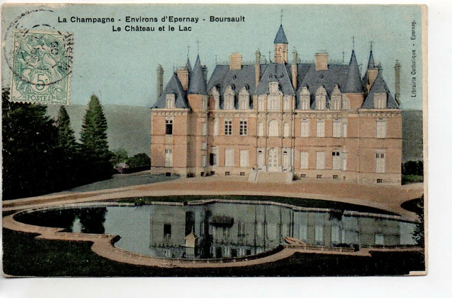 BOURSAULT environs d' EPERNAY - Marne - CPA 51 - le Chateau et le lac