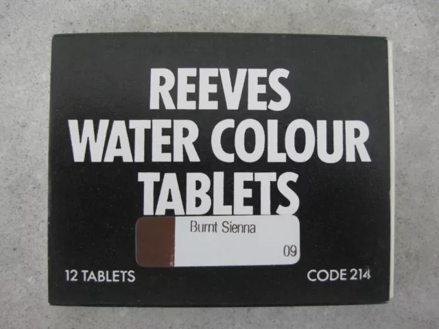 Box of 12 Reeves Water Colour Tablets Burnt Sienna No. 9 New Old Stock