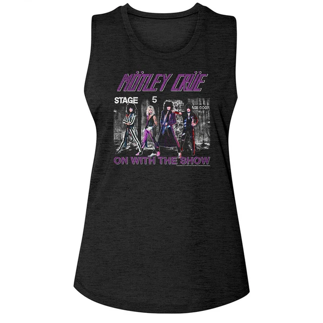Motley Crue Palco 5 Su con Il Show Donna Muscolo Canotta T Shirt Rock Band Merch