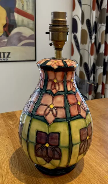 Moorcroft Violet pattern table lamp, designed by Sally Tuffin