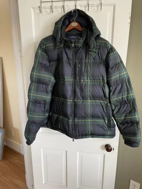 Ralph Lauren POLO Tartan Plaid Down Puffer Green and Blue Jacket, Men’s Size 4XB