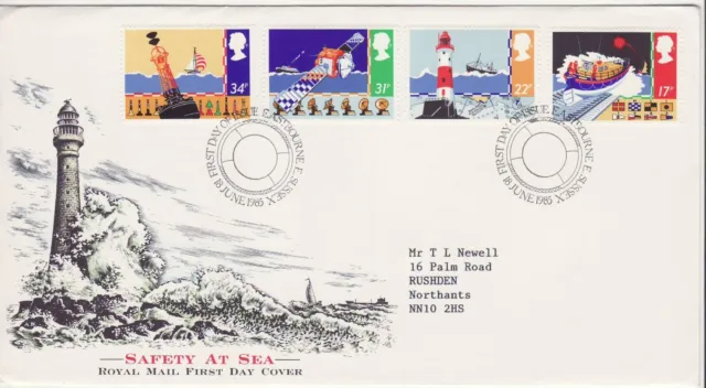 GB Stamps First Day Cover Safety at Sea, RNLI, Lighthouse etc SHS life belt 1985