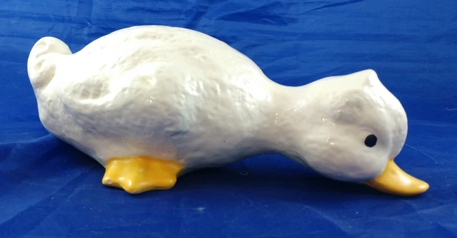 Vintage Duck Ceramic Art Pottery Hand Painted Duckling Figurine