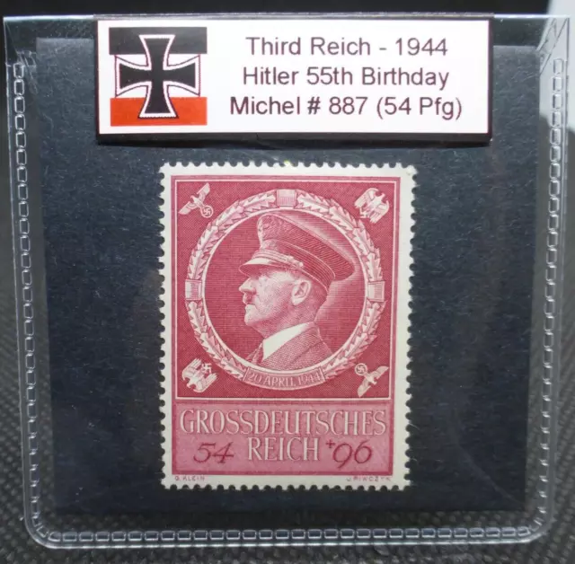 Adolf Hitler 1944 WW2 55th Birthday Stamp Third Reich Nazi Germany MNH Pfennig