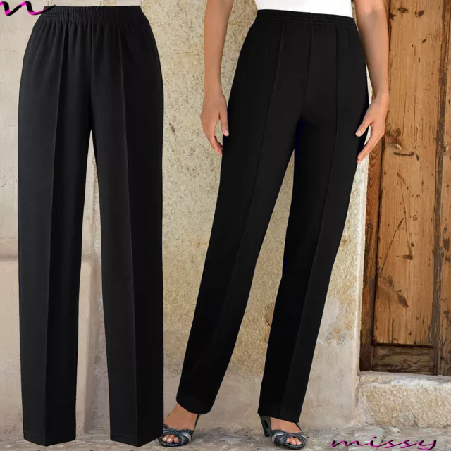 Women's Straight Leg Pants High Waisted Button Stretchy Business Work  Trousers