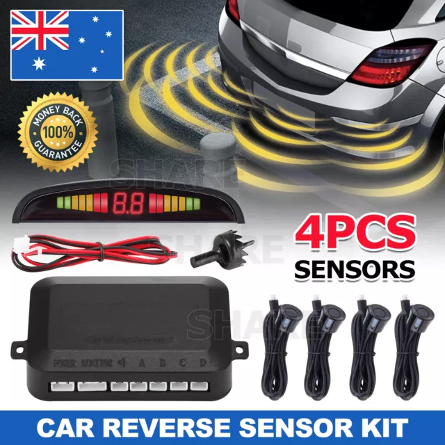 Car Rear Reversing Parking 4 Sensor Radar System Kit Reverse Sensor Buzzer Alarm