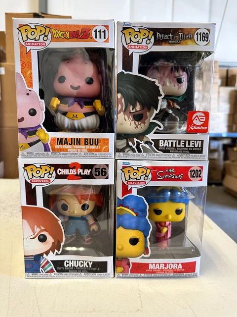 Damaged Funko Lot: Majin Buu, Majora Marge, Battle Levi, Chucky