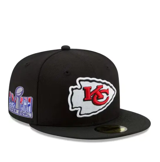 New Era Kansas City Chiefs Mens Black Super Bowl Lviii Side Patch 59Fifty Fitted