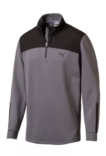 Puma Golf PWR Warm 1/4 Zip Popover Pullover Fleece - RRP£65 - Grey / Black