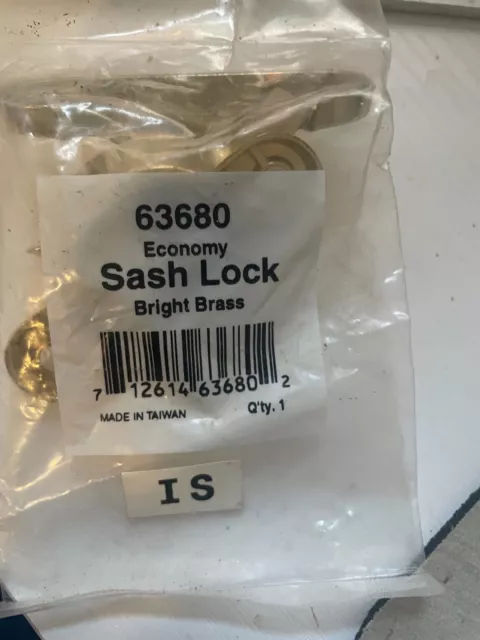 Bright Brass Finish Window Sash Lock (10) Available  63680