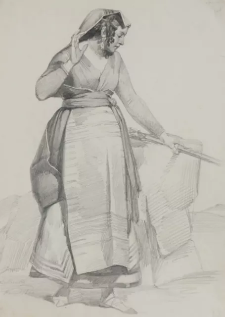 Antonio Masutti, Brigantin, Italienerin mit Gewehr, 1846, Zeichnung