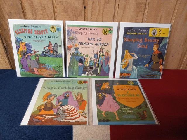 Walt Disneys Sleeping Beauty 7" 78rpm 5 vinyl set vintage