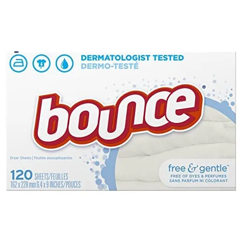 Bounce Free & Gentle Unscented Fabric Softener Dryer Sheets, 120ct