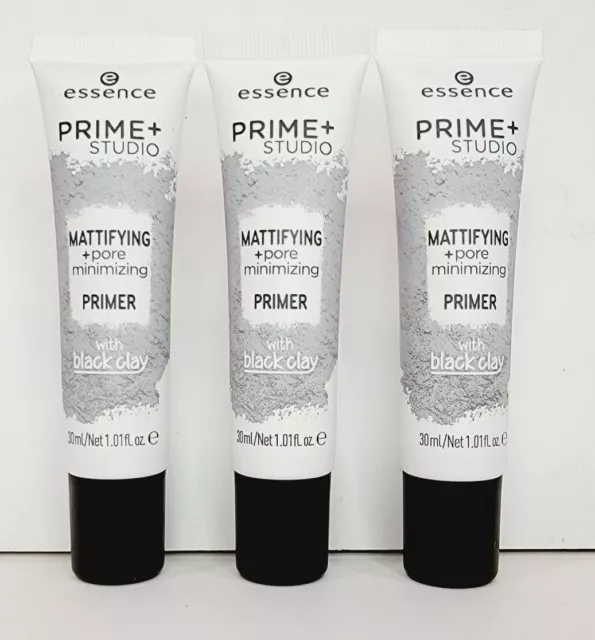 Essence Prime Studio Mattifying Pore Minimizing Primer Black Clay - Lot of 3